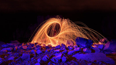 Steel Wool and Blue Rocks