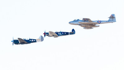Kittyhawk, Spitfire & Meteor Formation Flight