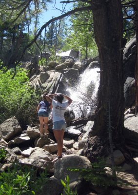 Ella and Deanna Murchison at the Falls in Grover Hot Springs State Park