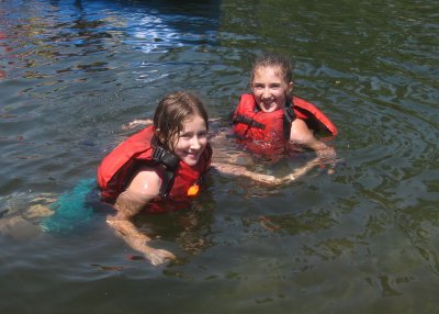 Dave Hellerstein's Granddaughters Iliana and Kyla in the American River 