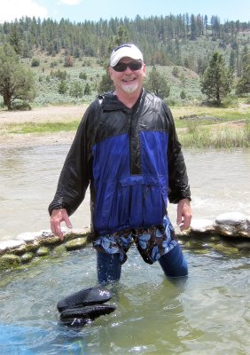 Lee Schmelter in the Hot Tub on the East Fork of the Carson