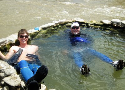 Lee and Dan Schmelter in the Hot Tub on the East Fork of the Carson
