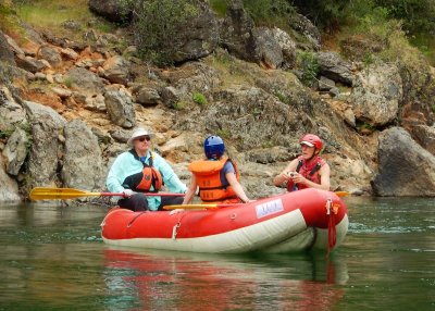 Richard Lawrence with Suzie Q and Larry Hazen on the Shirttail Run of the American River