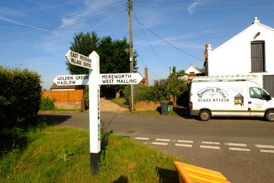 Village  signpost  at Junction  of  Bush  Lane  and  Bullen  Lane .