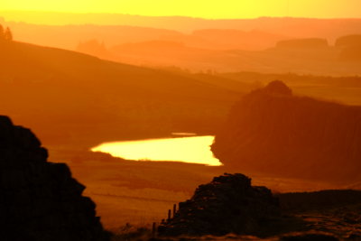 Crag  Lough  in  a  reddish  dawn .