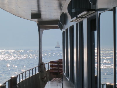 A  yacht  on  Lake Lucerne , from  the  steamer .