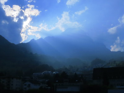 Mount  Pilatus in blue .