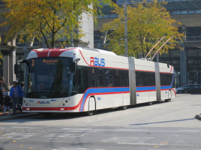 A Swiss double  bendy  bus.
