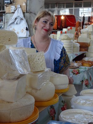 Cheese seller in a market