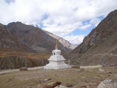 A stupa and a view