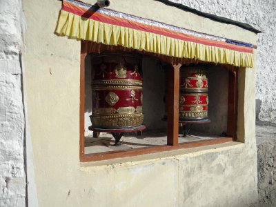 Two of its prayer wheels