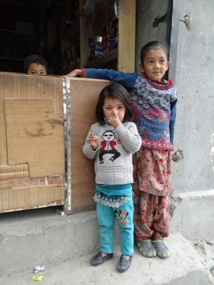 Super shy children in Turtuk