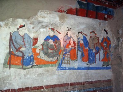 Ancient wall paintings in Hunder Palace; non-religious.