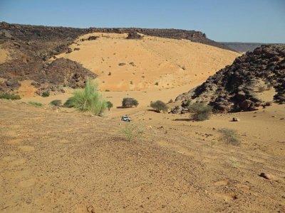 Our cars came up this steep hill on a deep sand track.