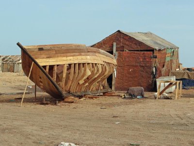 A boat being built