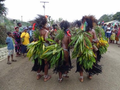 Our first glimpse of dancers at Goroka Festival
