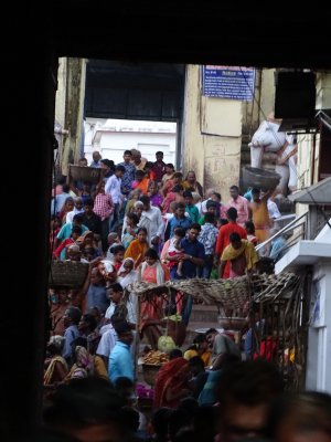 Worshippers leaving the Jagannath Temple in Puri; this temple can get 100,000+ visitors per day.
