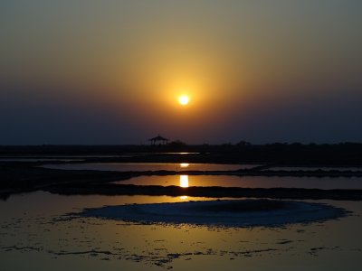 Sunset over salt flats