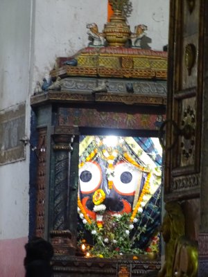 Jagannath is a reincarnation of Vishnu, with distinctive eyes.