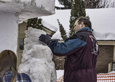 Scott From Alaska Starting His Snow Sculpture