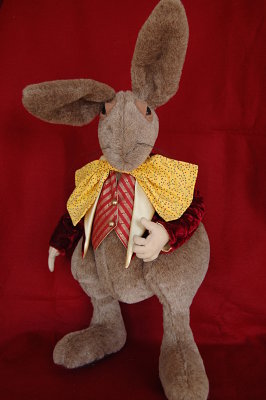 Rabbit. Cloth, free standing, wired fingers.
