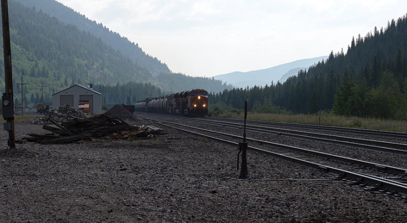 BNSF train approaching east portal of Moffat tunnel