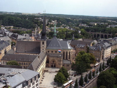 View onto Luxembourg City with Cathdrale Notre Dame