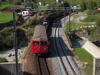 MGB Car train entering the Furka base tunnel