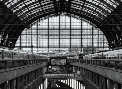 Railway Station in B&W