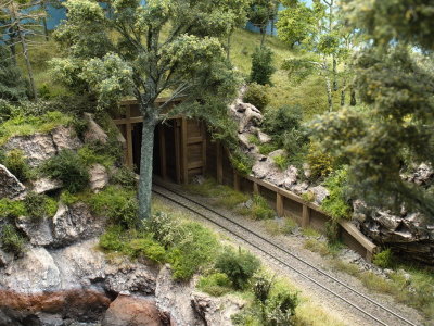 Very detailed landscaping around the tunnel portal