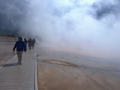 Lots of steam at Grand Prismatic Spring