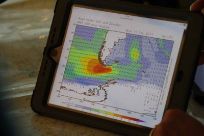 SATELITE IMAGERY PROJECT 10-12 M WAVES BASED ON THE 60+ MPH WINDS IN THE LOW PASSING THROUGH THE DRAKE PASSAGE