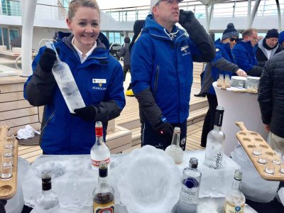 A Seabourn tradition: caviar with champagne and/or vodka on the pool deck