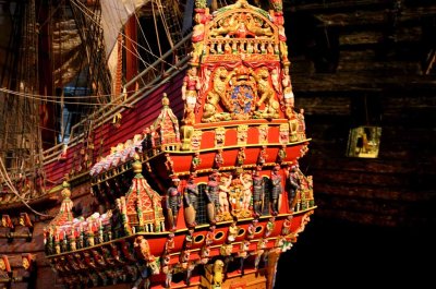 SCALE MODEL OF THE VASA SHOWING ORIGINAL DECORATION