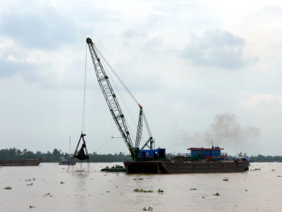 Dredging sand from the Mekong River