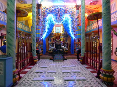 Inside Cao Dai temple