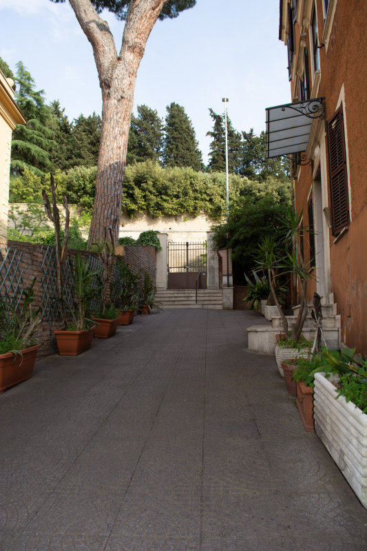 looking out from our front door. Directly across the street from the Vatican!