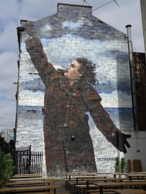 Dr Connolly I presume, by Jack Vettriano, mural by Rogue-one, on Dixon Street