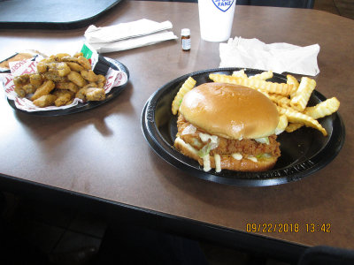 Sweet and smoky chicken sandwich at Zaxbys. 