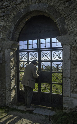 My brother unlocks the gate to the Castrum Santi Angeli
