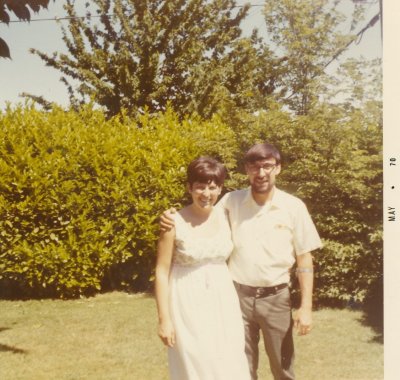Jackie+Roger Richter in Vancouver WA backyard right after their marriage.jpg