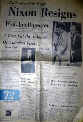 Newspaper from August 9, 1974 - Nixon Resigns