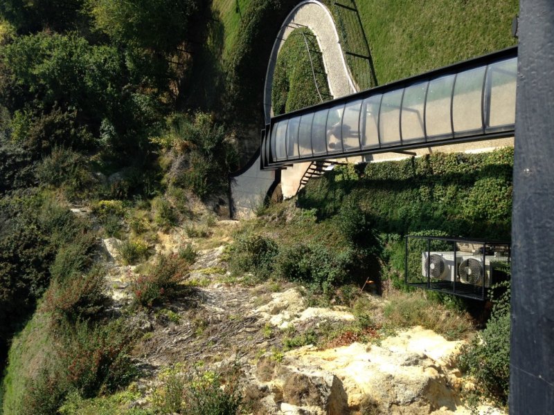 Bridge to underground passages at Caen Museum