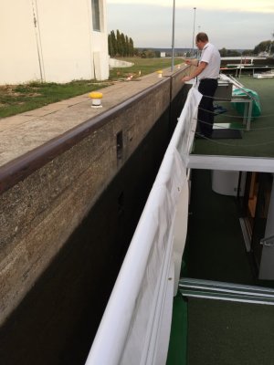 Captain preparing to go through lock