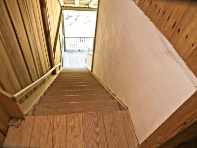 Looking down stairs to attic - dormitory