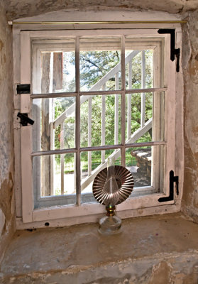 First floor hall window and lamp