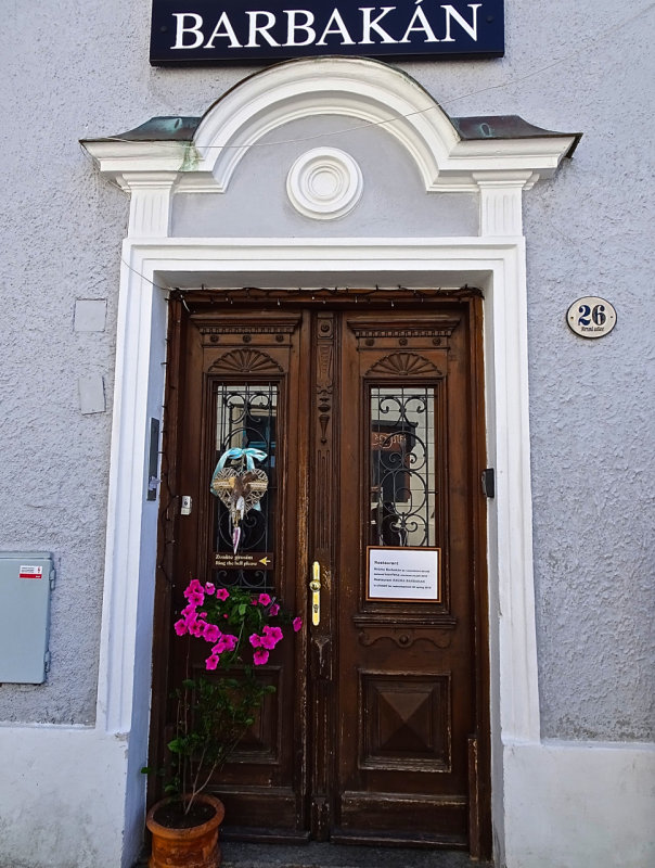 Door to our apartment in  Cesky Krumlov