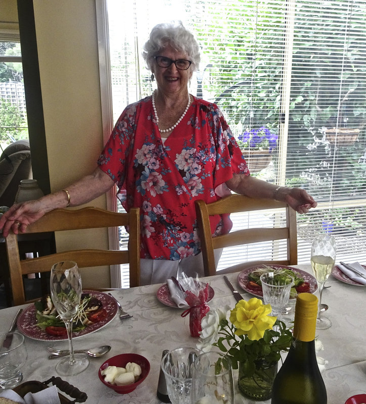 Marj at her table, Aspendale
