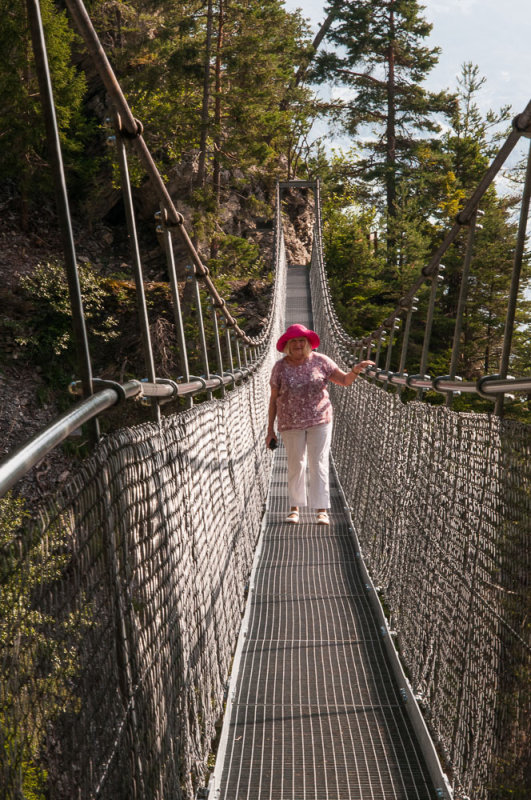 Crossing the high metal bridge {PG}