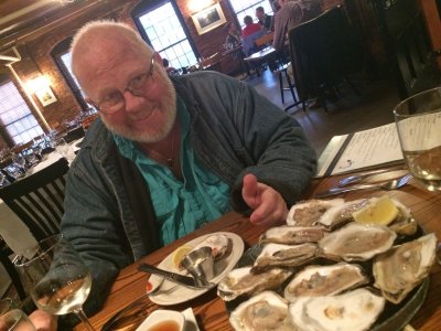Oysters on my Birthday with childhood family friend, Tommy Ross